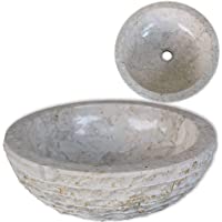 vidaXL Lavabo Redondo con Diseño Elegante de Mármol Crema Piedra Natural 40 cm Lavamos Aseo